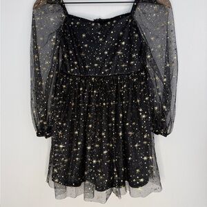 Girls Starry Night Galaxy Mesh Overlay Dress Size 8